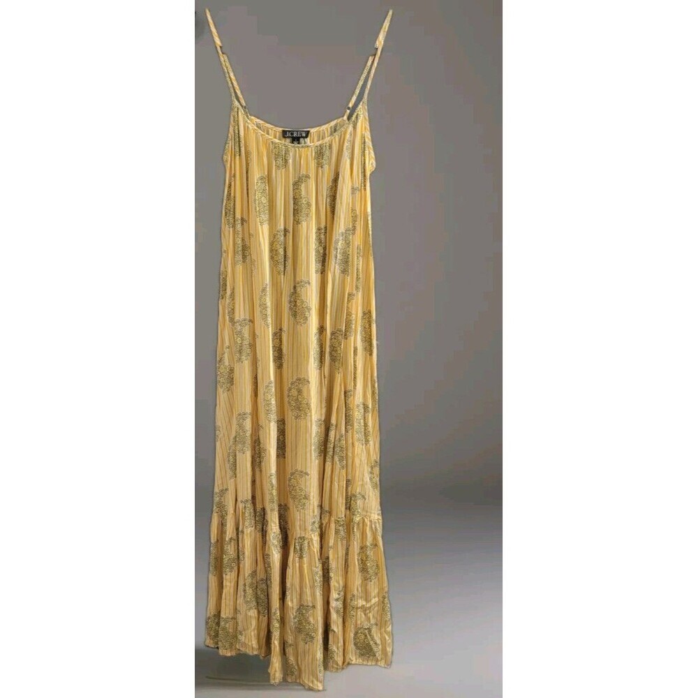 J Crew Small Caspia Dress Striped Crepe De Chine Yellow Vibrant Silky *No Belt*